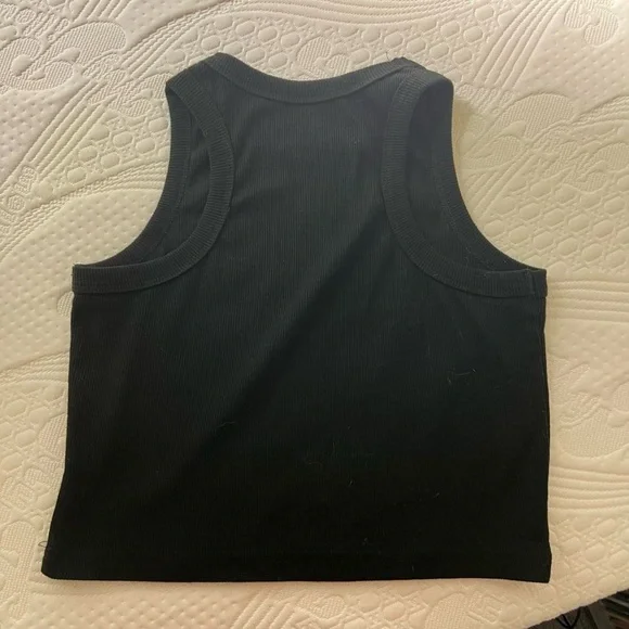 Black ribbed tank top - Picture 3 of 5